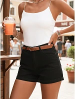 Dámské džínové šortky s páskem černé FashionStreet SY0526