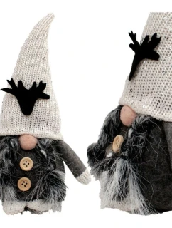 DEKORATIVNÍ TRPASLÍK 25CM S FLITRY ŠEDÁ DÍVKA