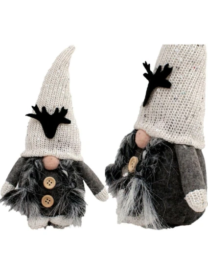 DEKORATIVNÍ TRPASLÍK 25CM S FLITRY ŠEDÁ DÍVKA