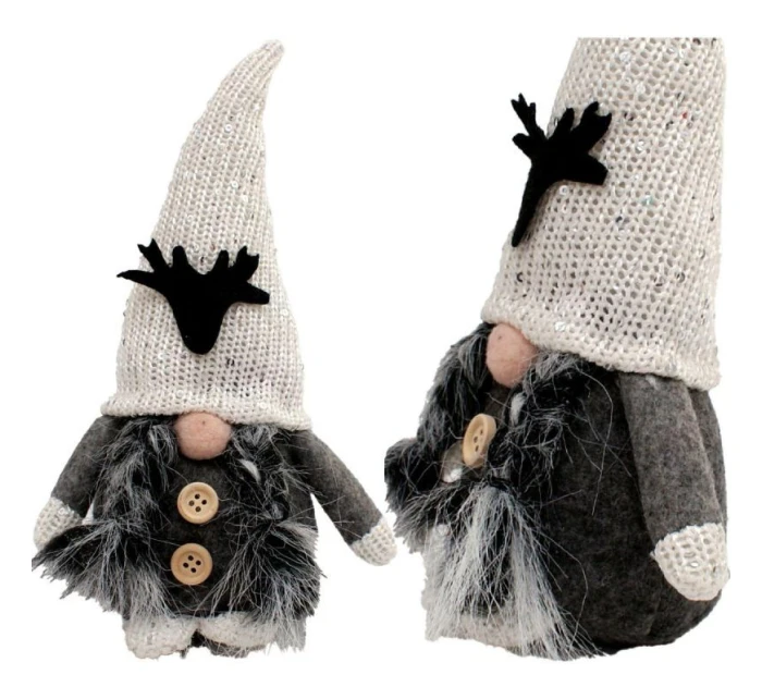 DEKORATIVNÍ TRPASLÍK 25CM S FLITRY ŠEDÁ DÍVKA