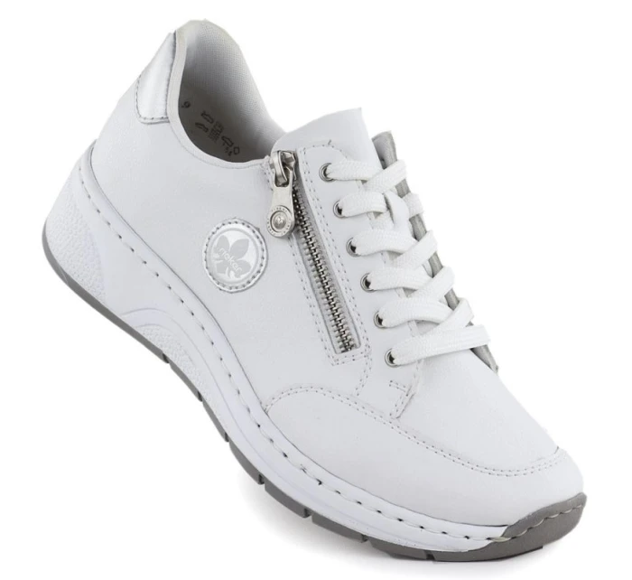 Dámské kožené polobotky bílé model 21910610 - Rieker Dámské kožené polobotky bílé model 21910610 - Rieker