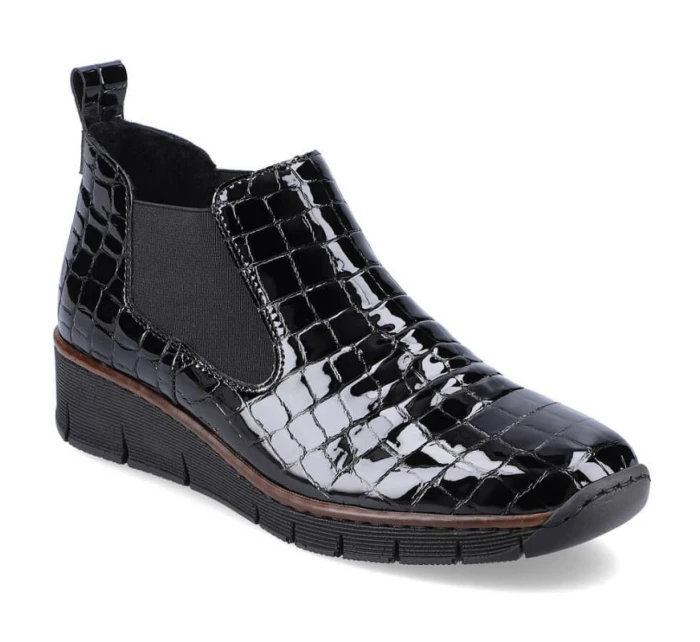 Kožené boty z hadí kůže Rieker W R474 černé Kožené boty z hadí kůže Rieker W R474 černé