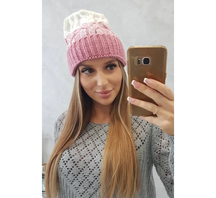 Dámská čepice Samara K346 powder pink+ecru Dámská čepice Samara K346 powder pink+ecru