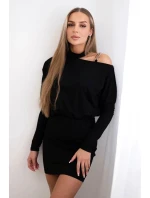 Šaty se zdobením na ramenou černé Šaty se zdobením na ramenou černé