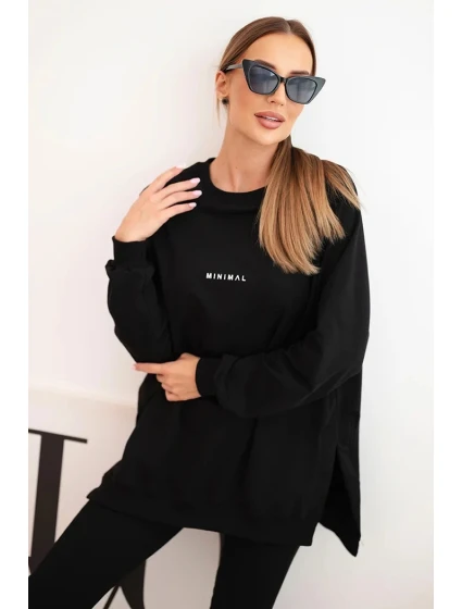 Dámský bavlněný komplet mikina a legíny s nápisem Minimal černý