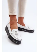 Bílé dámské kožené mokasíny na platformě model 21656082 - EVENTO Bílé dámské kožené mokasíny na platformě model 21656082 - EVENTO