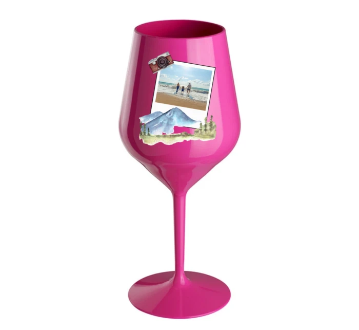 Personalizovaná nerozbitná sklenice s polaroidem z dovolené