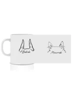 Personalizovaný klasický bílý keramický hrníček 300 ml se zvířecími oušky 