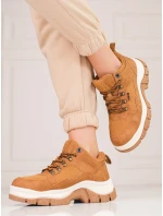 Zajímavé hnědé tenisky dámské bez podpatku Zajímavé hnědé tenisky dámské bez podpatku