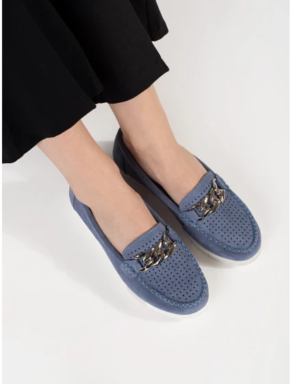 Zajímavé dámské mokasíny modré platforma Zajímavé dámské mokasíny modré platforma