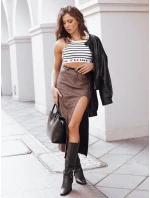 TOPAZ hnědá midi sukně FashionStreet CY0413 TOPAZ hnědá midi sukně FashionStreet CY0413