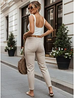 Dámské džínové kalhoty Mom Fit s páskem, béžové, FashionStreet UY3083 Dámské džínové kalhoty Mom Fit s páskem, béžové, FashionStreet UY3083