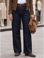 damskie wide leg z wysokim stanem i paskiem granatowe model 22358248 - FashionStreet damskie wide leg z wysokim stanem i paskiem granatowe model 22358248 - FashionStreet