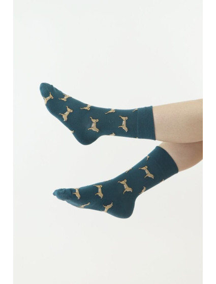 Veselé ponožky 17 zelené se psy