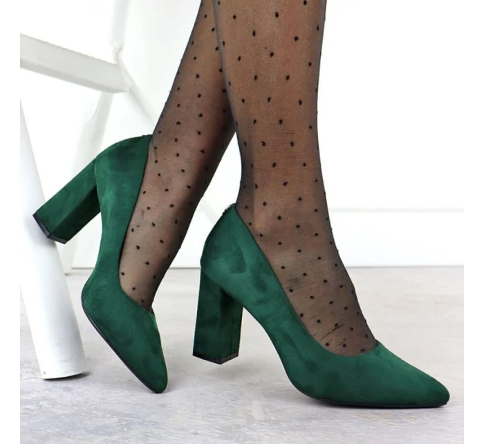 Zelené semišové lodičky na jehlovém podpatku Sergio Leone PB216