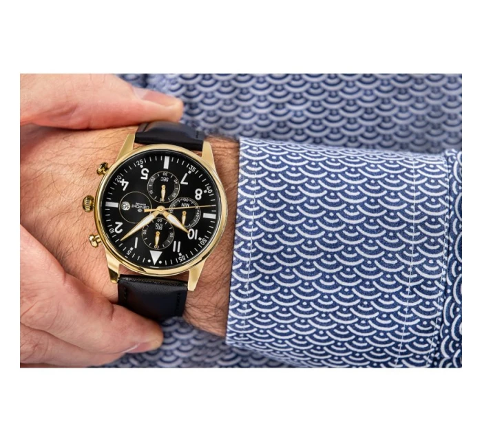 Pánské hodinky Giewont Chronograph Sapphire Black and Gold GW5630-A4