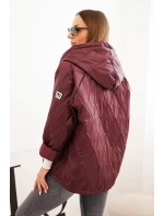 Dámská prošívaná bunda s kapucí švestková