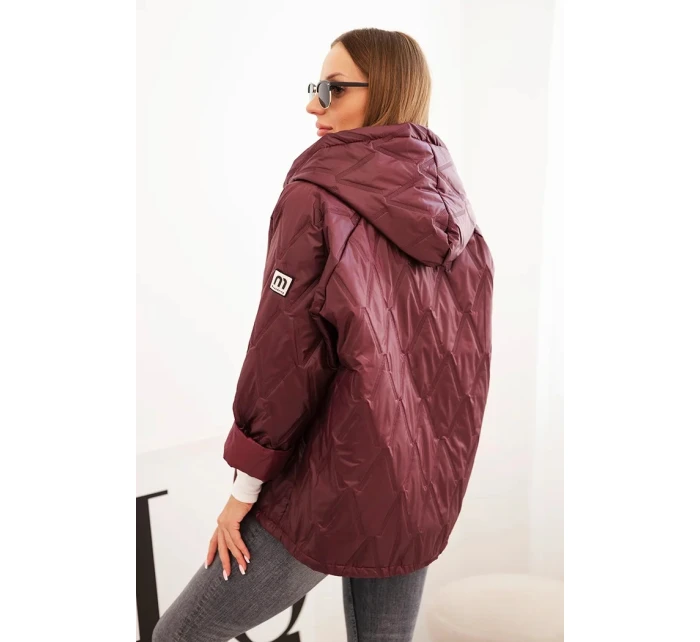 Dámská prošívaná bunda s kapucí švestková