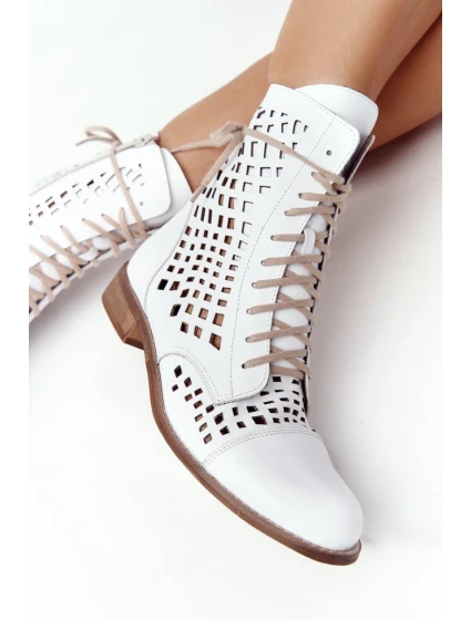 Prolamované Kožené Boty Nicole model 21549674 Bílé - Zazoo