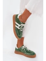 Dámské Velurové Tenisky Na Platformě Zelené model 21703435 - Boto Dámské Velurové Tenisky Na Platformě Zelené model 21703435 - Boto