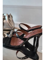 Dámské lodičky na jehlové podpatku s ozdobným detailem Černé Lorissa