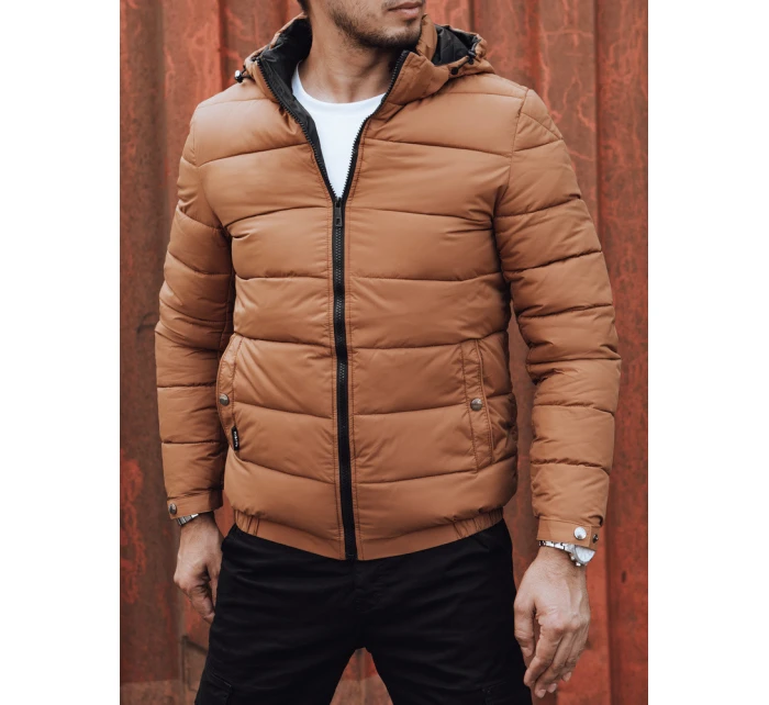 Pánská prošívaná zimní bunda s kapucí FashionStreet camel TX4829 Pánská prošívaná zimní bunda s kapucí FashionStreet camel TX4829