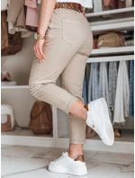 Dámské kalhoty s páskem MADELINA tmavě béžové FashionStreet UY2622