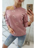 Halenka s potiskem srdce tmavě růžová