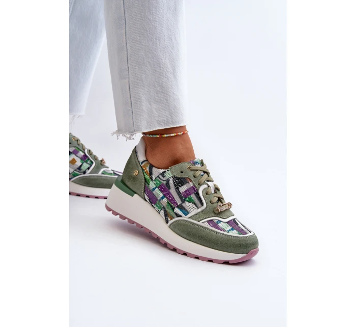 Dámské kožené tenisky na platformě Maciejka 06390-09 seledýnové