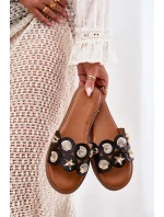 Dámské Sandály Na Ploché Podpatky Se Zlatými Přezkami Černé Nalothiel Dámské Sandály Na Ploché Podpatky Se Zlatými Přezkami Černé Nalothiel