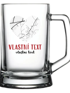 Personalizovaná pivní sklenice - dvě mapy jako srdce