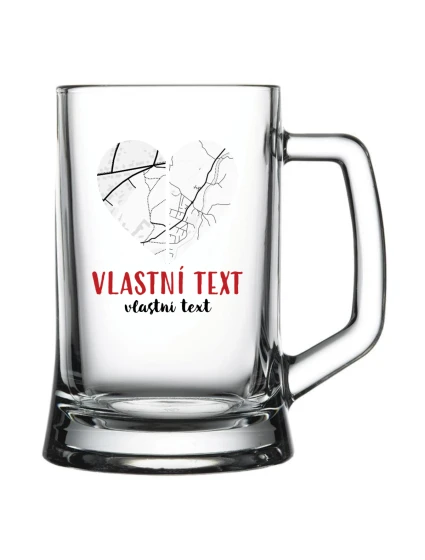 Personalizovaná pivní sklenice - dvě mapy jako srdce