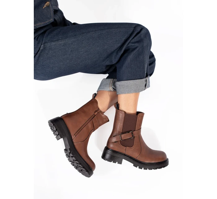 Komfortní hnědé kotníčkové boty dámské platforma Komfortní hnědé kotníčkové boty dámské platforma