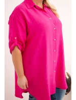 Dámská košile Plus Size z viskózy s delším zadním dílem fuchsie Dámská košile Plus Size z viskózy s delším zadním dílem fuchsie