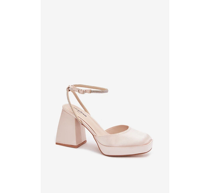 Dámské sandály na podpatku typu sloupek s páskem se šperky Zlaté Seraphina Dámské sandály na podpatku typu sloupek s páskem se šperky Zlaté Seraphina