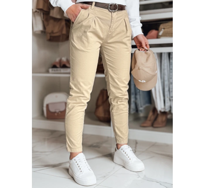 Dámské kalhoty chinos s páskem MODELA tmavě béžové FashionStreet UY2571