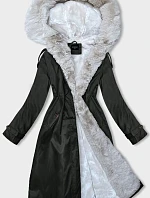 Dámská zimní bunda s kožešinou army-beige (B557-11046)