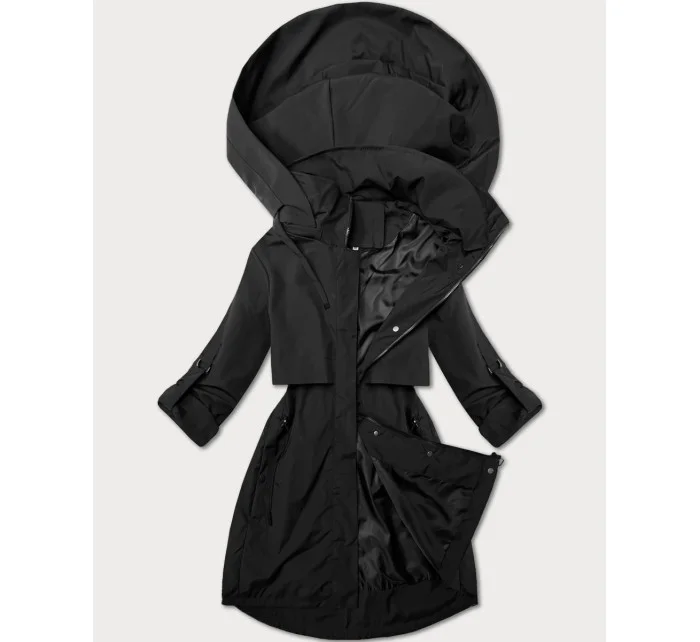 Jednoduchá černá dámská plus size bunda bez zateplení J Style (16M9257-392)