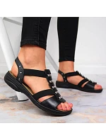 Černé kožené sandály W model 22050404 Rieker - Inny Černé kožené sandály W model 22050404 Rieker - Inny