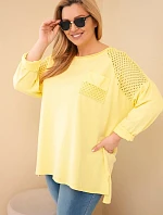 Dámská mikina Plus Size bavlněná s potiskem žlutá