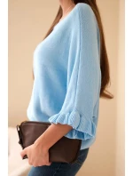 Dámský svetr typu model 21949278 s kulatým výstřihem modrý - K-Fashion