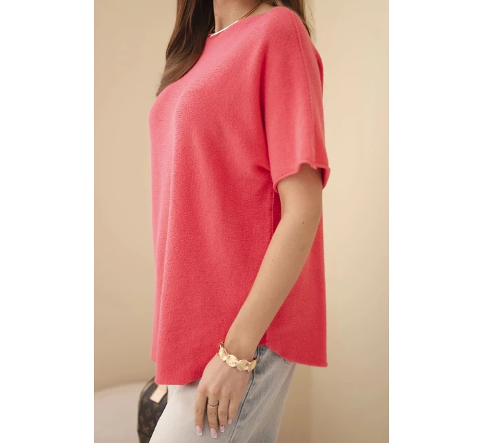 Svetr dámský s krátkým rukávem volného střihu model 22010168 - K-Fashion
