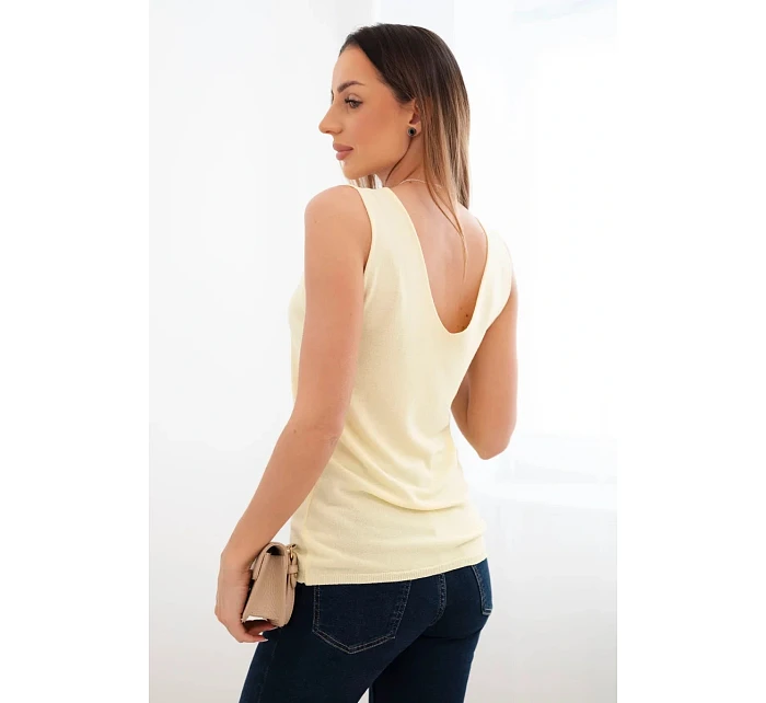 Dámská viskózová halenka bez rukávů s výstřihem do V žlutá