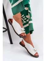 Sandály Na Ploché Podpatky S Dekorací Eko Kůže Bílé model 21685882 - Boto Sandály Na Ploché Podpatky S Dekorací Eko Kůže Bílé model 21685882 - Boto