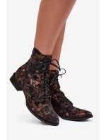 vzorované kotníkové boty na ploché podrážce model 21714005 - Maciejka