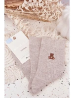 Dámské teplé ponožky s vlna a motivem medvídka – šedé Dámské teplé ponožky s vlna a motivem medvídka – šedé