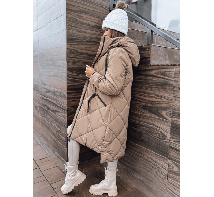 Dámská zimní bunda oversize MELODY s kapucí béžová FashionStreet TY3990