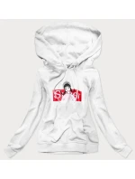 Bílá dámská sportovní mikina s kapucí model 15414637 - Ambitionfly Bílá dámská sportovní mikina s kapucí model 15414637 - Ambitionfly