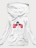 Bílá dámská sportovní mikina s kapucí (N4596)