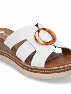 Dámské kožené žabky na platformě bílé Remonte D2L52-80